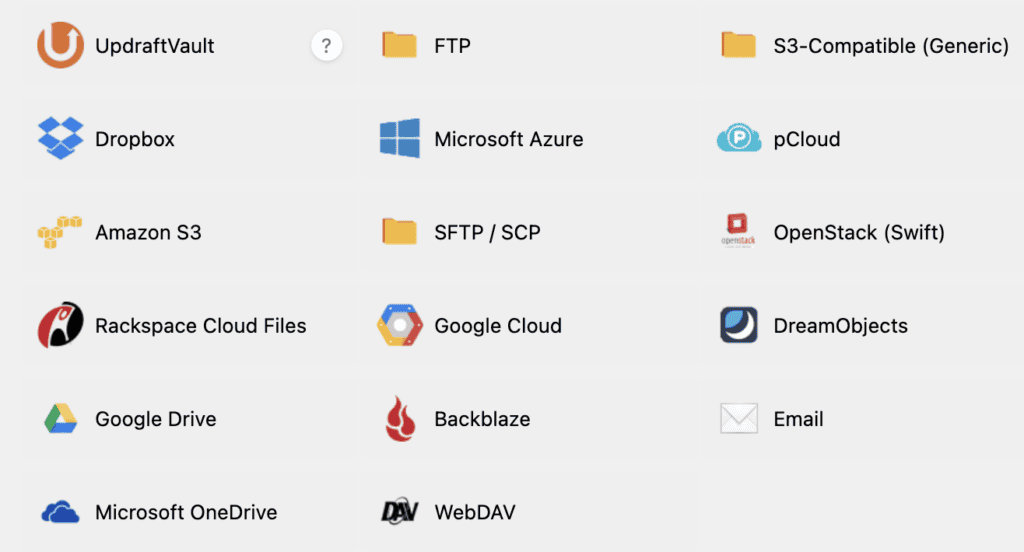 Remote storage updraftplus